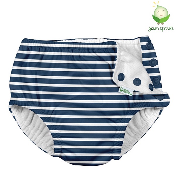 Baby swim nappy Green Sprouts Navy Stripe