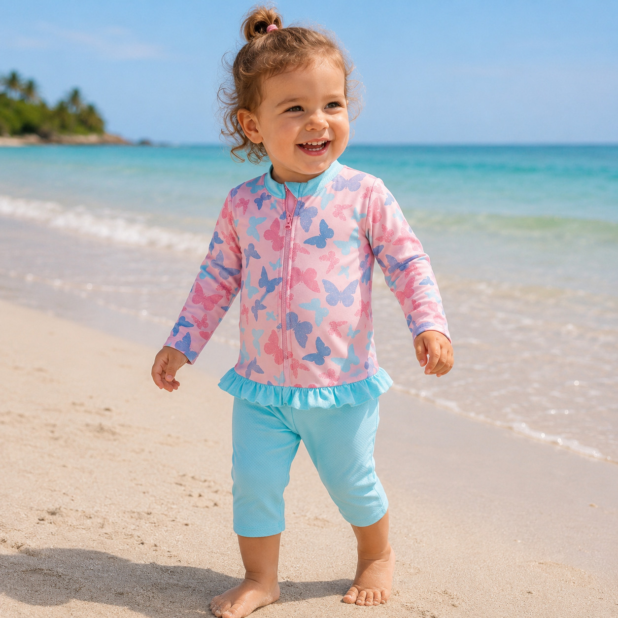 UV Protective Suit for Kids - Playshoes Butterfly