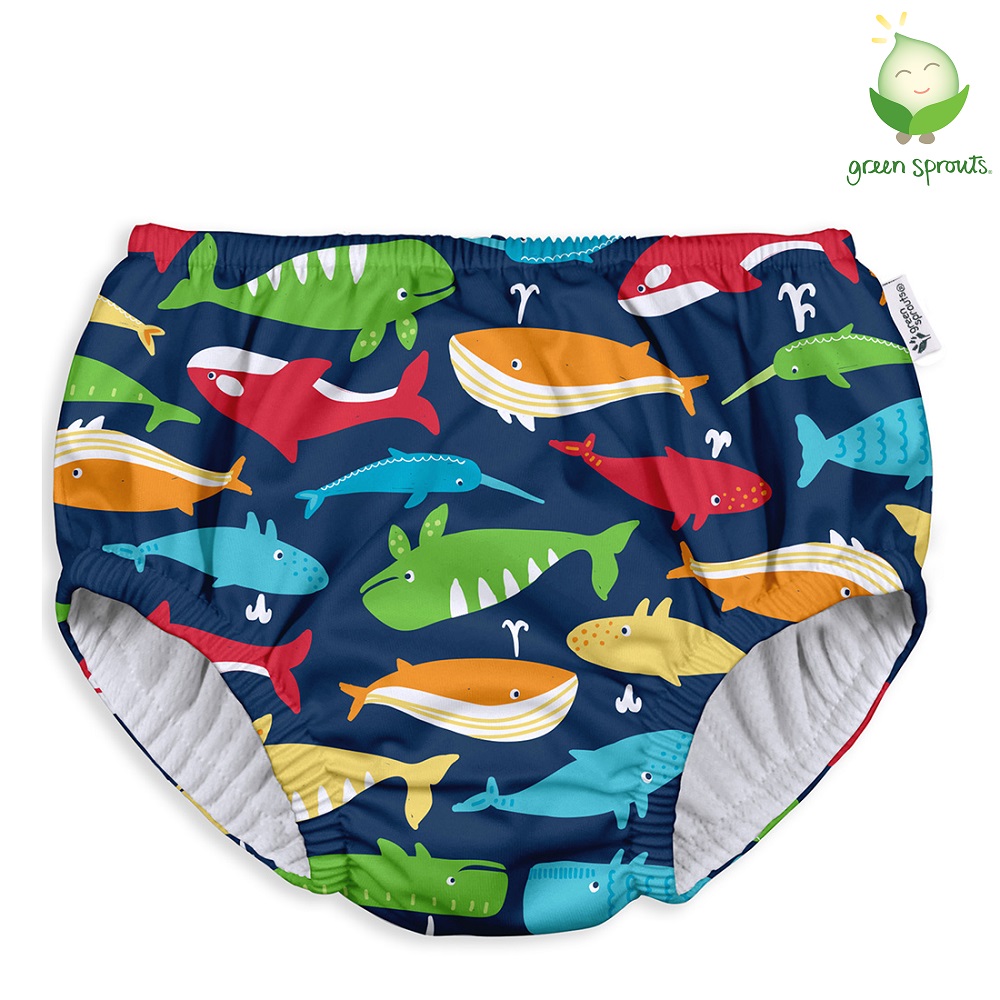 Baby swim nappy Green Sprouts Eco Pull-up Navy Whales