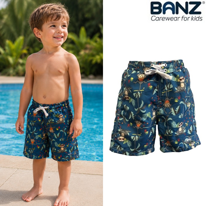 Children's Swim Shorts - Banz Petrol Jungle