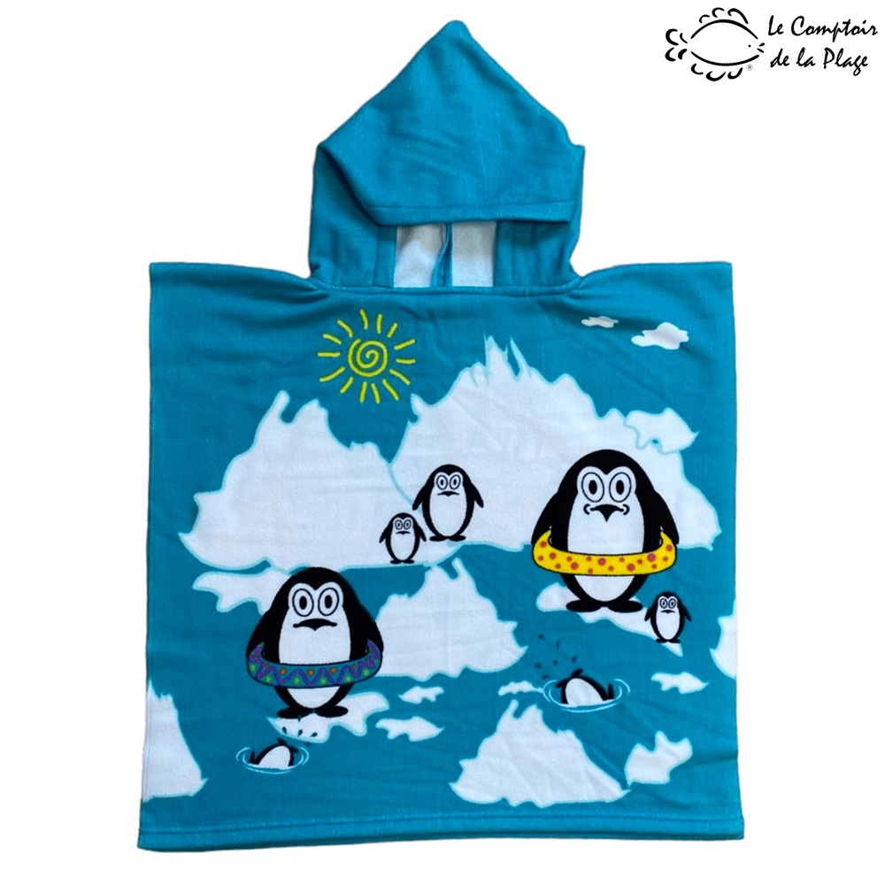 Hooded Bath Poncho for Kids - Le Comptoir Penguins