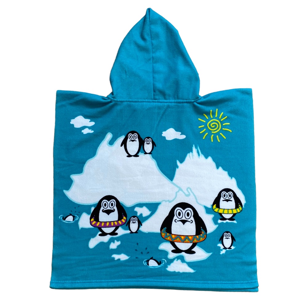 Hooded Bath Poncho for Kids - Le Comptoir Penguins