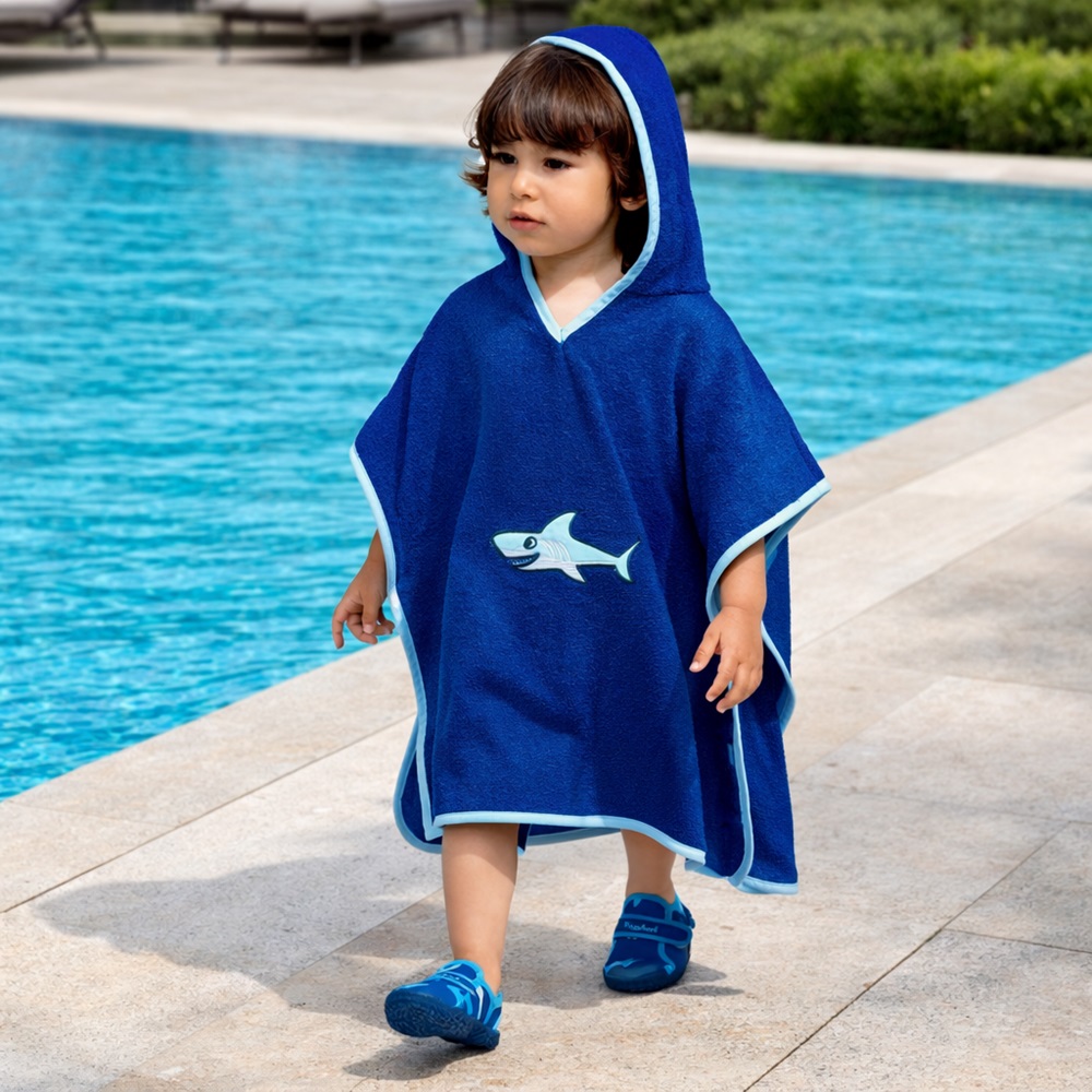 Children's Hooded Bath Poncho - Playshoes Shark