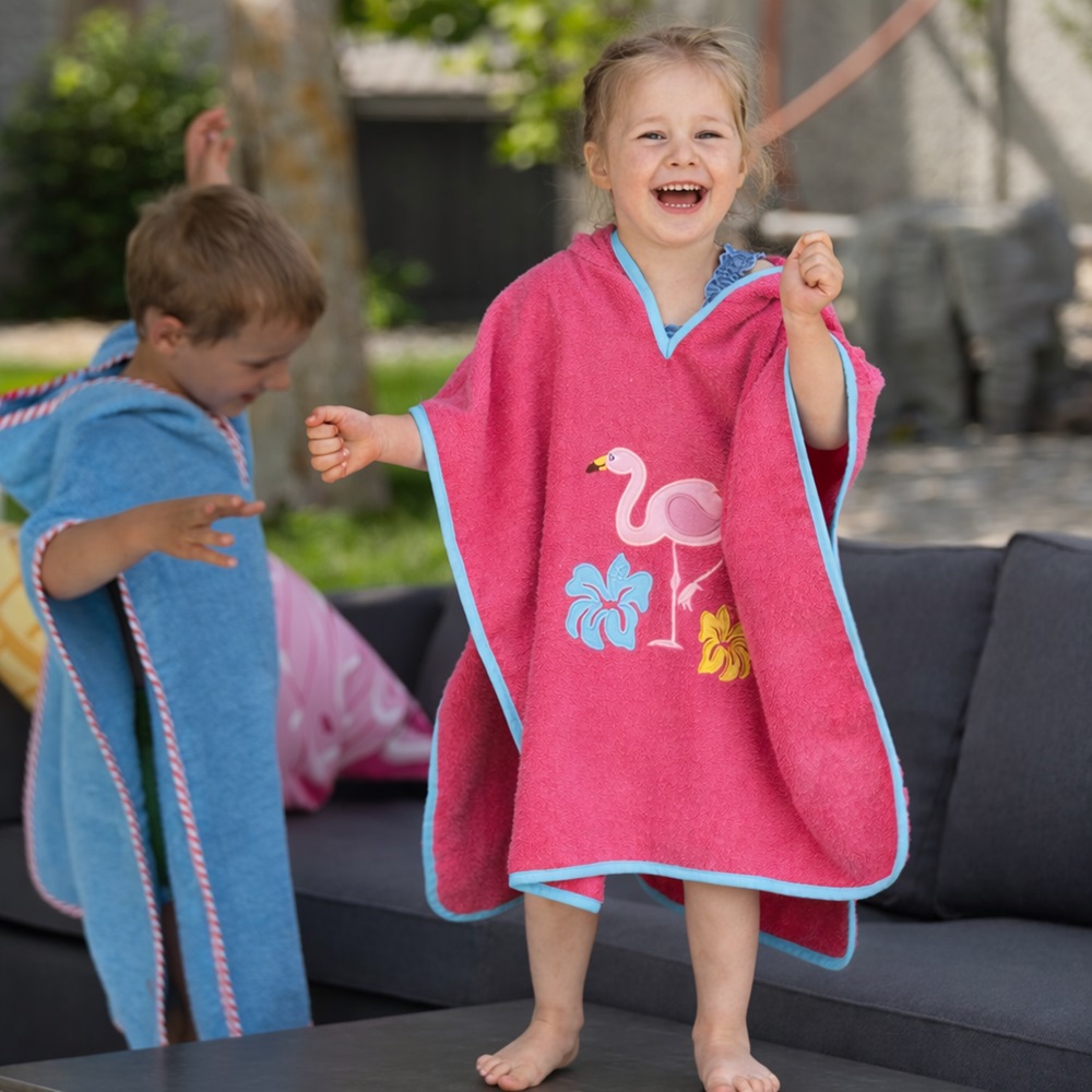 Children's Hooded Bath Poncho - Playshoes Flamingo