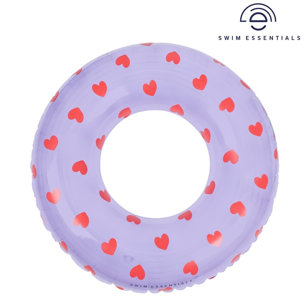 Inflatable Swim Ring XL - Swim Essentials Lilac Hearts