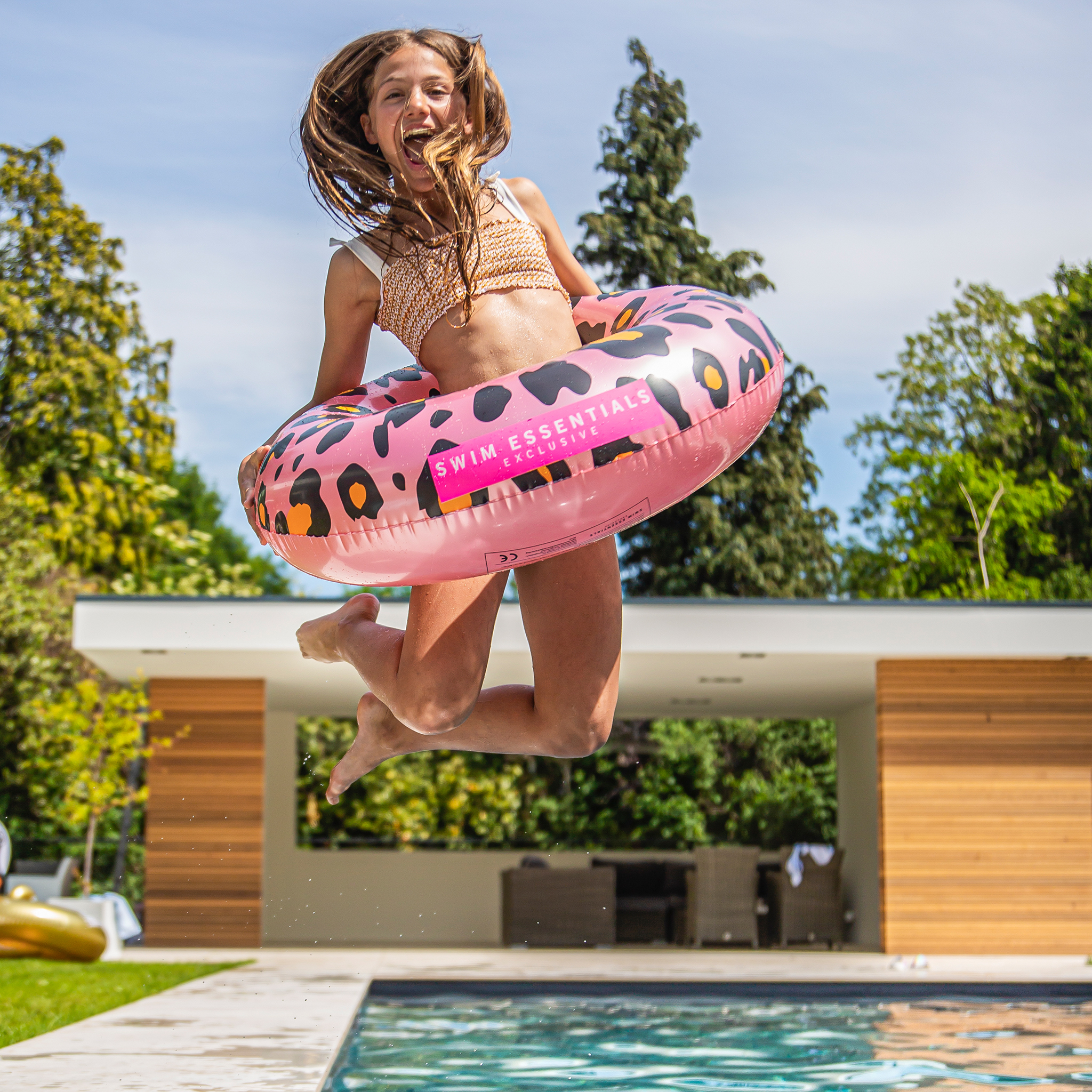 Inflatable swim ring Swim Essentials Pink Leopard