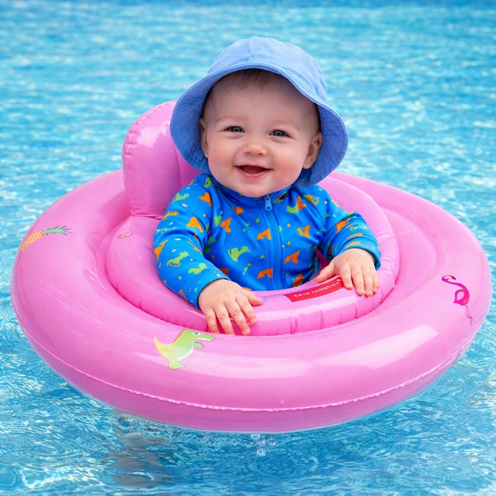 Baby Swim Seat - Swim Essentials Pink Safari