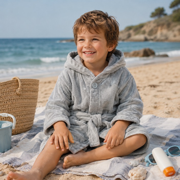 Children's Bathrobe - Playshoes Grey