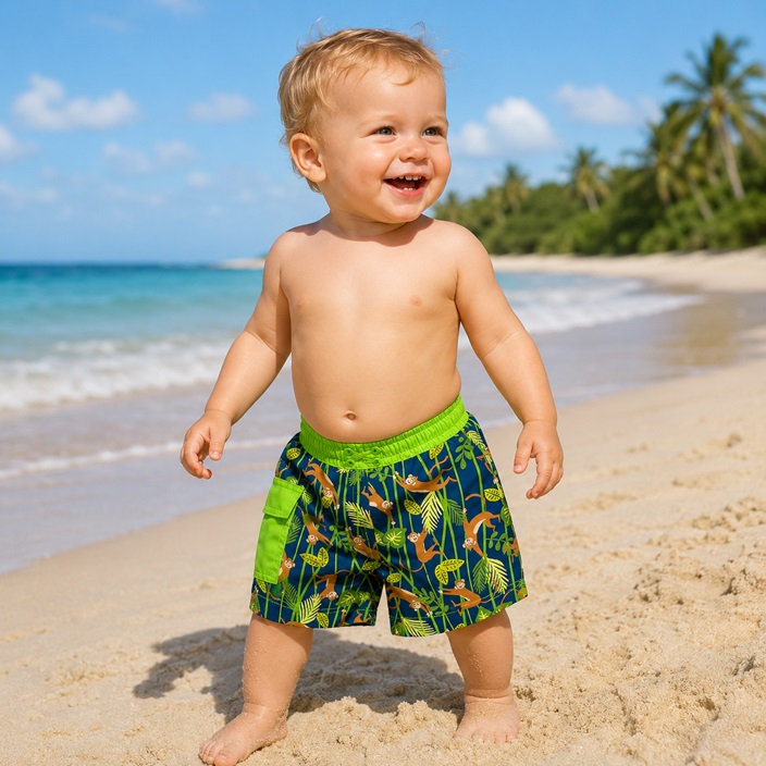Diaper Swim Shorts - Iplay Navy Monkey