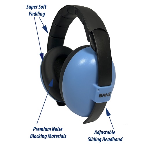 Children's noice cancelling ear muffs Banz Blue