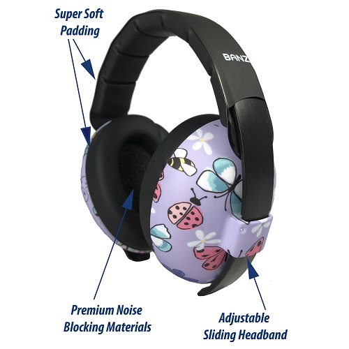 Children's noice cancelling ear muffs Banz Butterflies