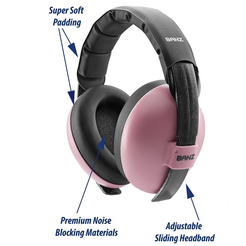 Children's noice cancelling ear muffs Banz Pink