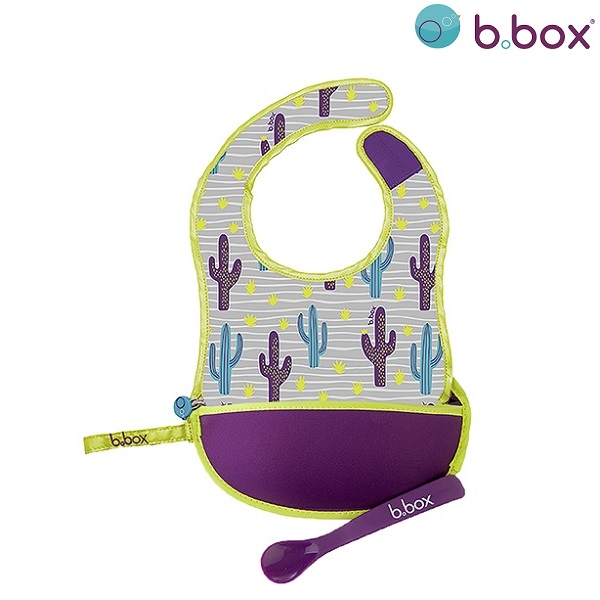 Travel bib with spoon B.box Cactus Capers