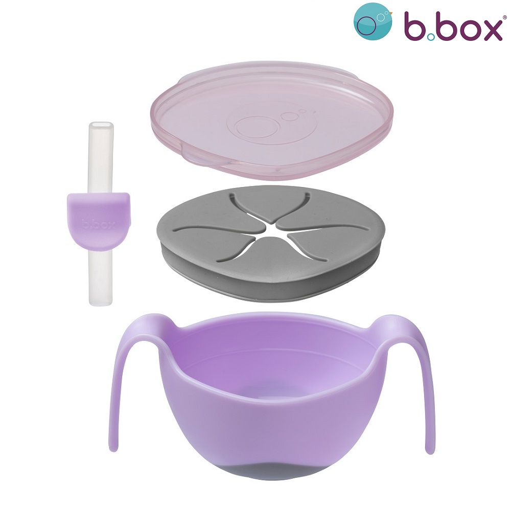 Children's bowl with straw B.box Bowl and Straw Boysenberry