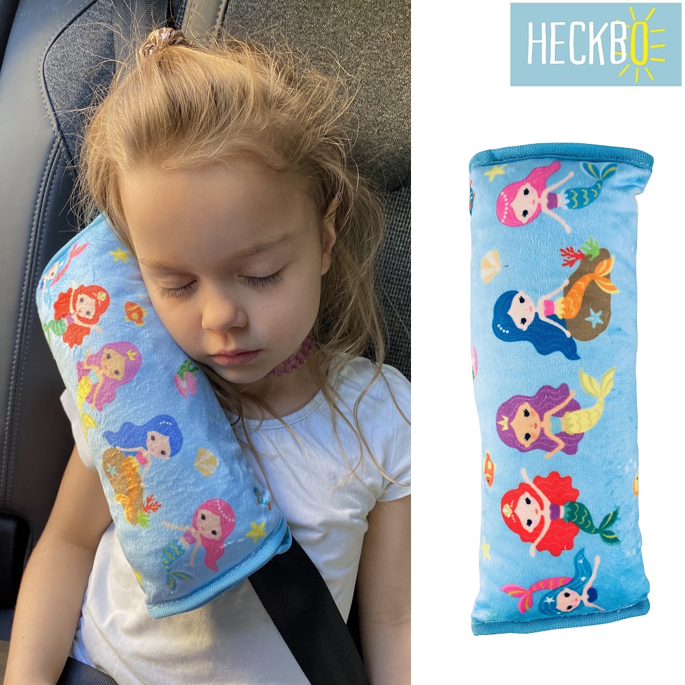 Kids' car seat belt pillows and seat belt covers