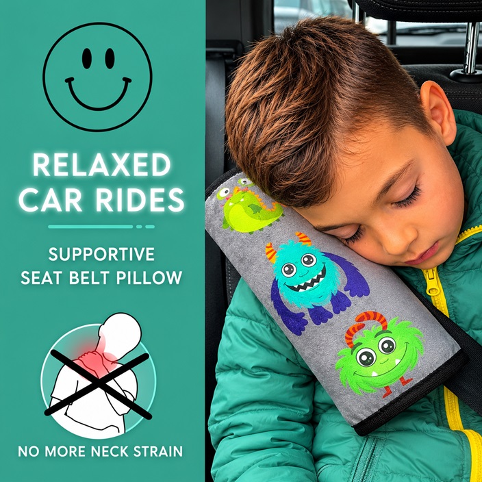 Seat Belt Pillow for Kids - Heckbo Monsters