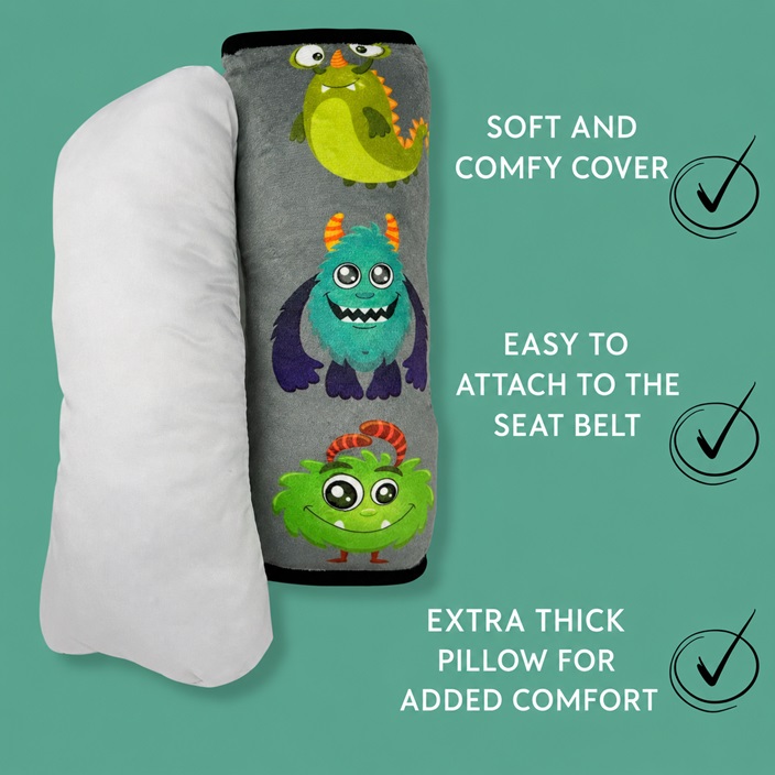 Seat Belt Pillow for Kids - Heckbo Monsters