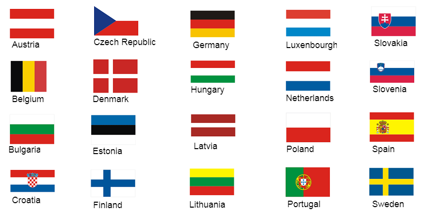 We deliver to the following countries: