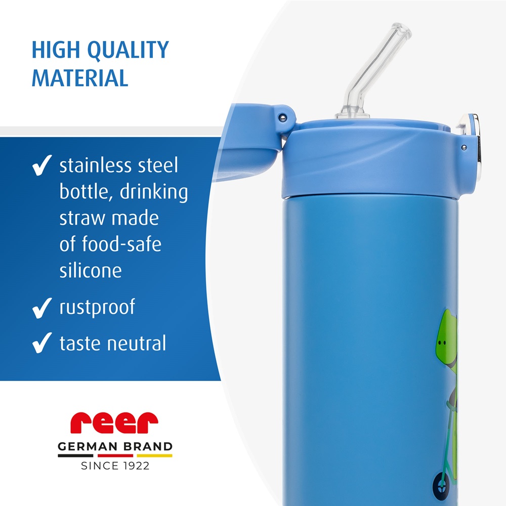 Steel Drinking Bottle with Straw - Reer Dino