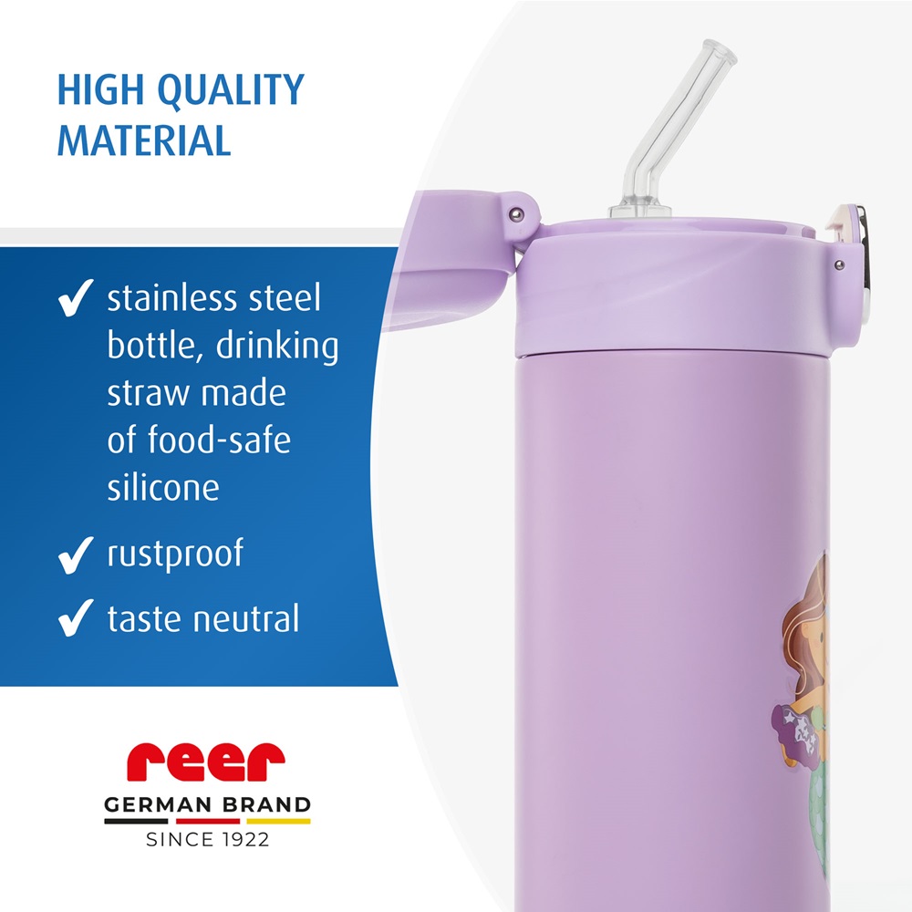 Steel Drinking Bottle with Straw - Reer Mermaid