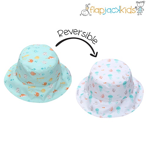 Baby sun hat FlapJackKids reversible Jellyfish