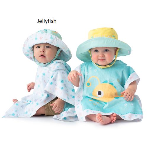 Baby sun hat FlapJackKids reversible Jellyfish