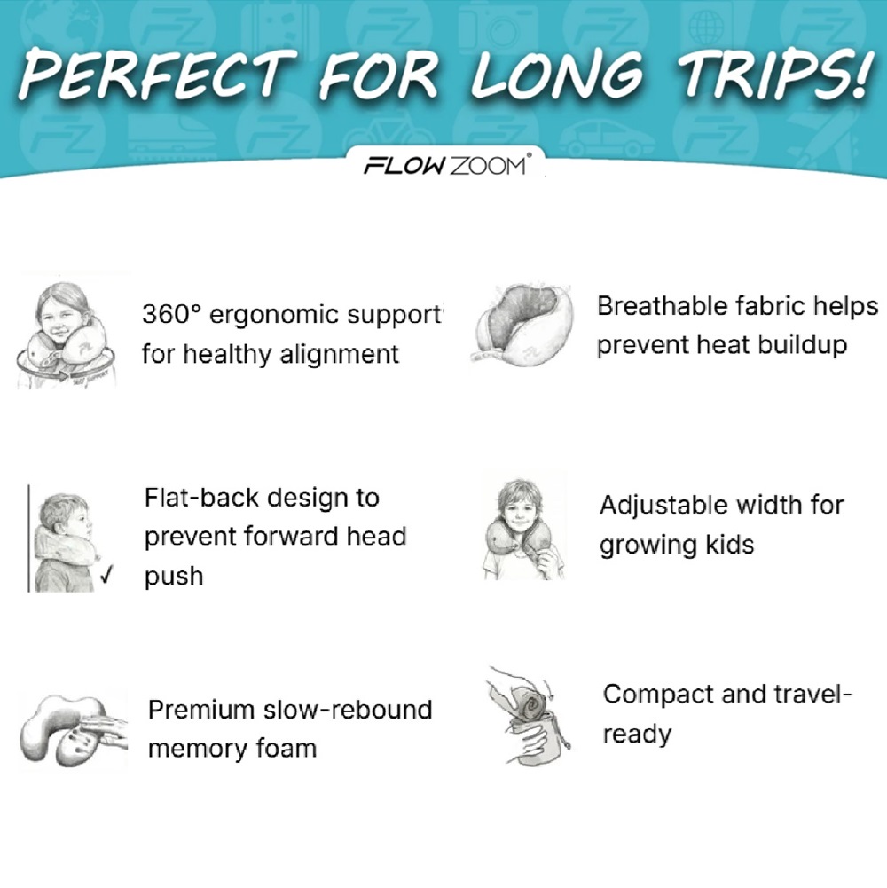 Travel Neck Pillow - Comfy Kids Pink Small