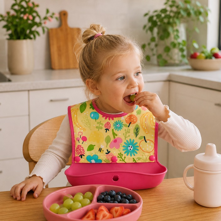 Baby Bib - Green Sprouts Snap & Go Bee Floral