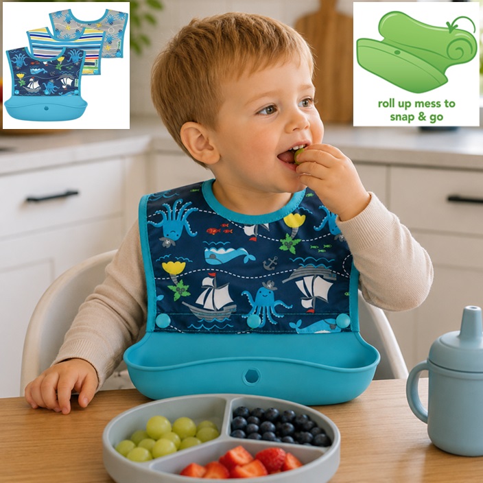 Baby Bib - Green Sprouts Snap & Go Pirates