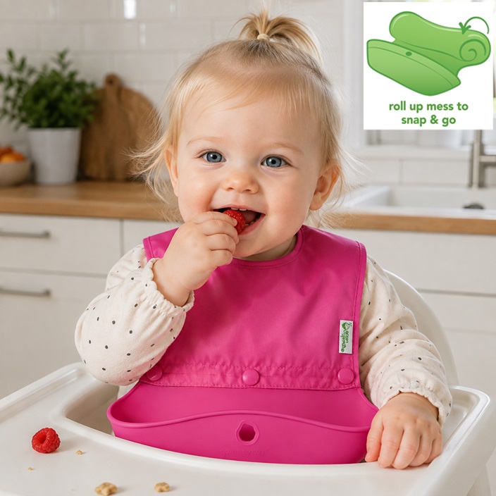 Baby Bib - Green Sprouts Snap & Go Pink