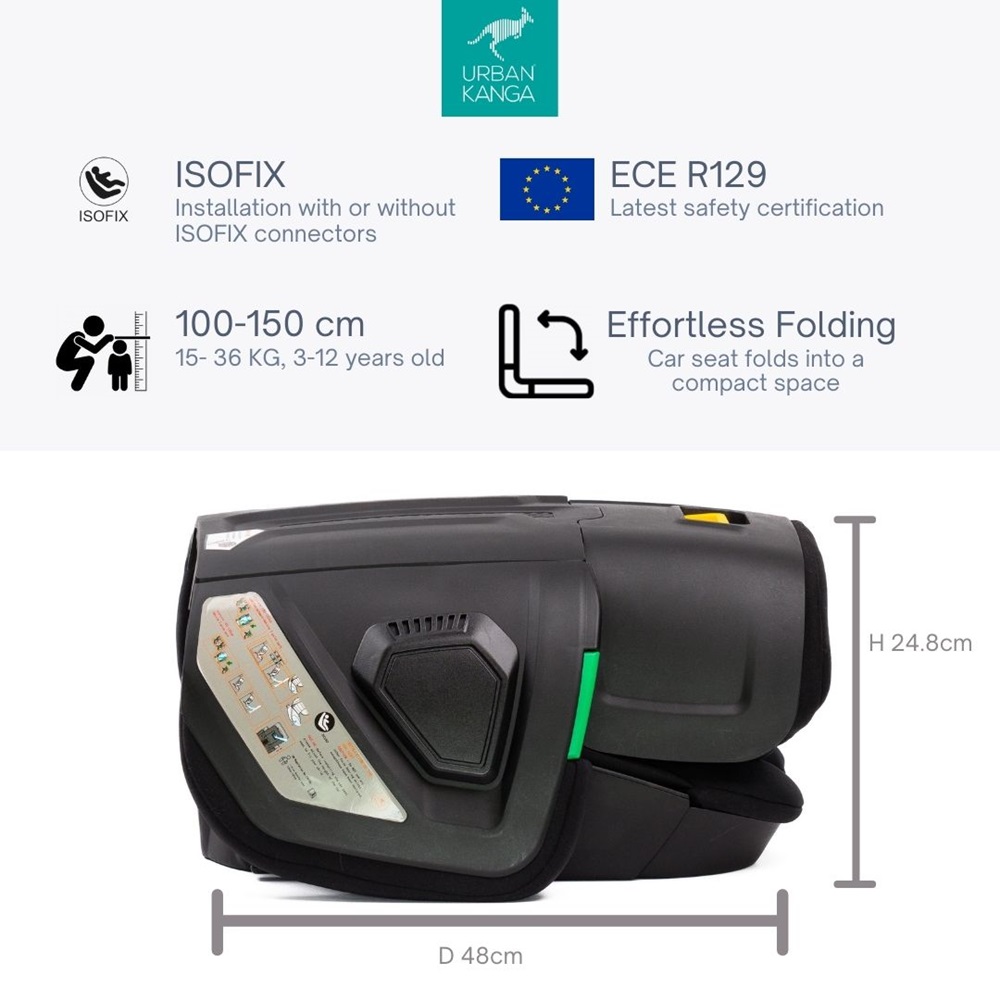 Foldable Car Seat - Urban Kanga Wallaroo Black