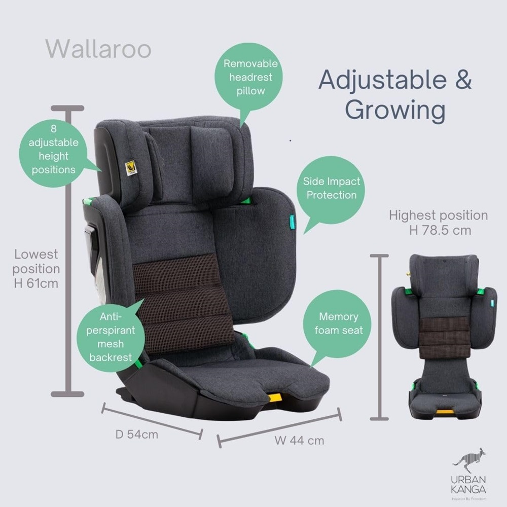 Foldable Car Seat - Urban Kanga Wallaroo Black