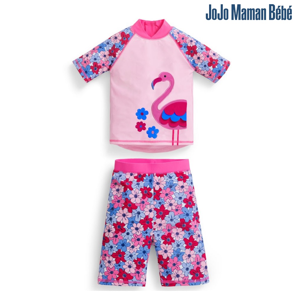 UV-set for children with rash guard and swim shorts Jojo Maman Bebe Flamingo
