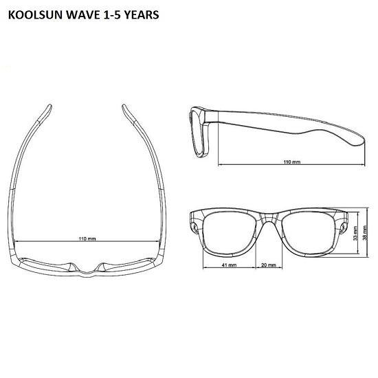 Sunglasses for children Koolsun Wave measurements