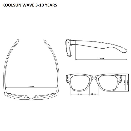 Sunglasses for children Koolsun Wave measurements