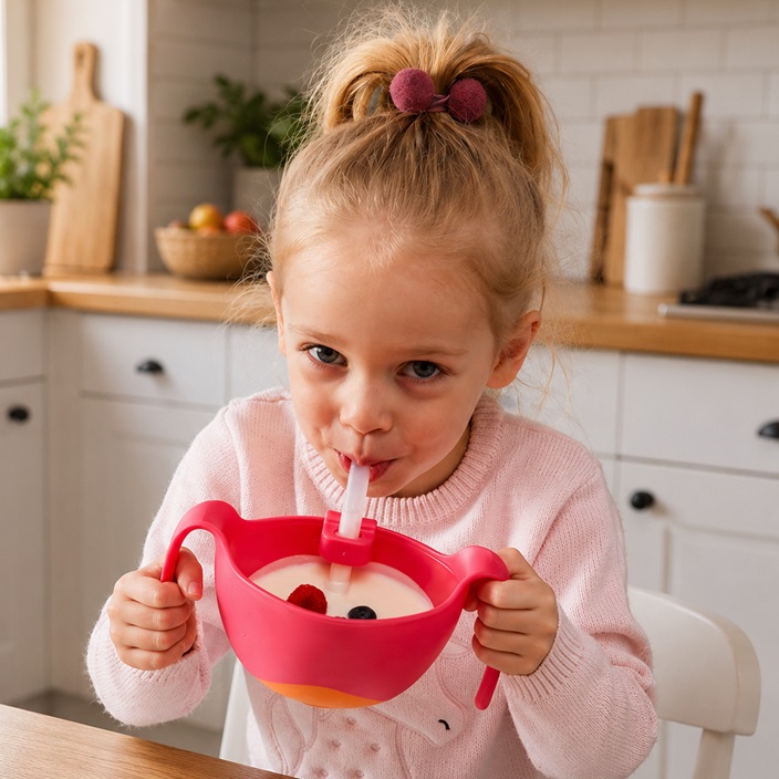 Kids Bowl and Straw XL - B.box Strawberry Shake