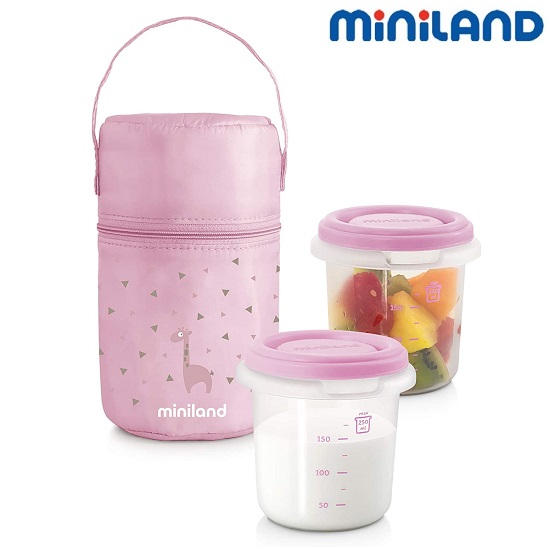 Small cooler bag for children's food Miniland Pack-2-Go Pink