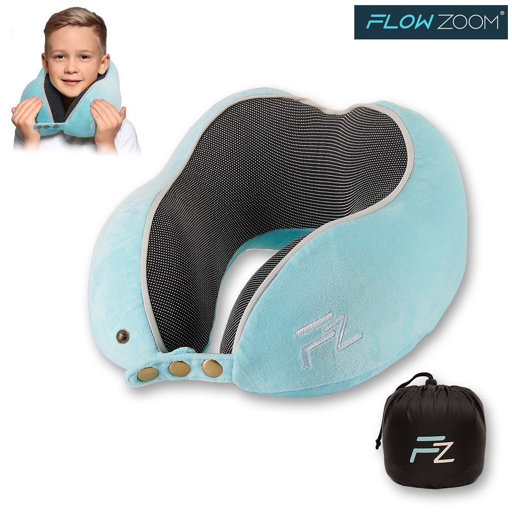 Travel neck pillow for children Flowzoom Comfy Kids Blue