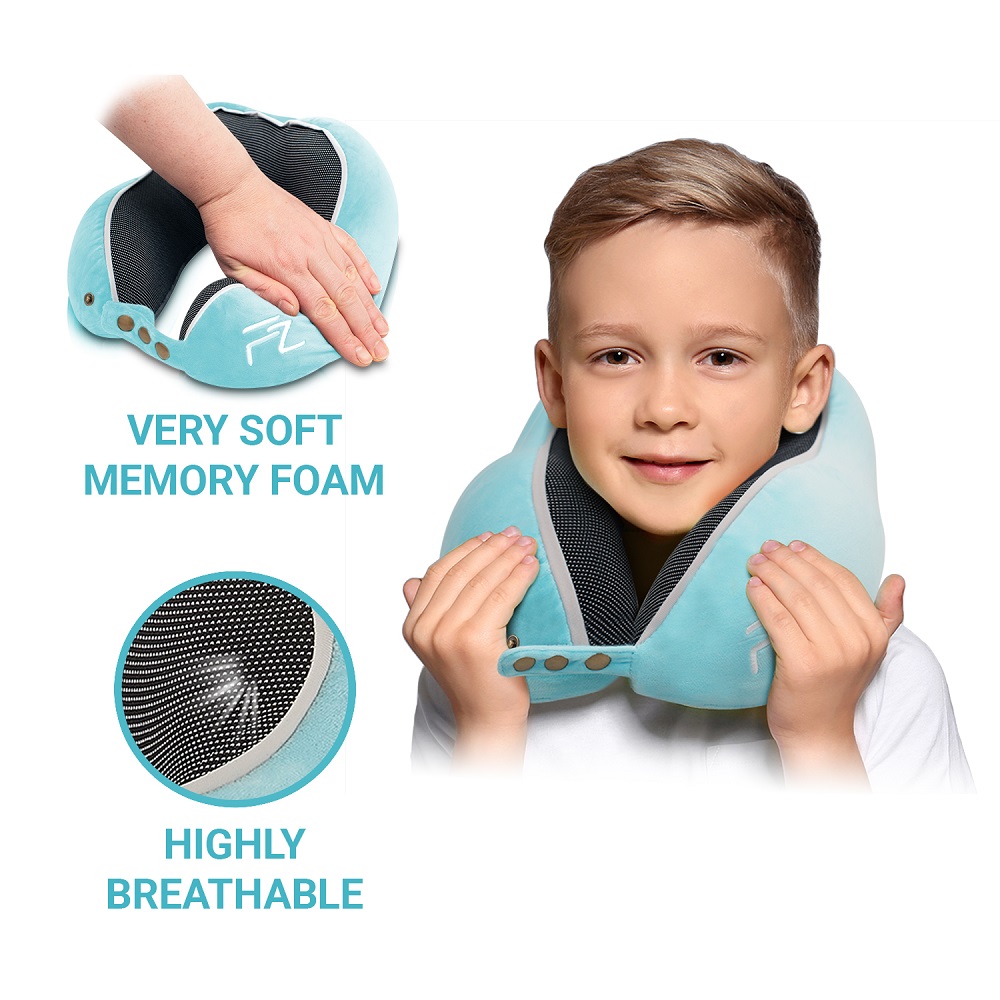 Travel neck pillow for children Flowzoom Comfy Kids Blue