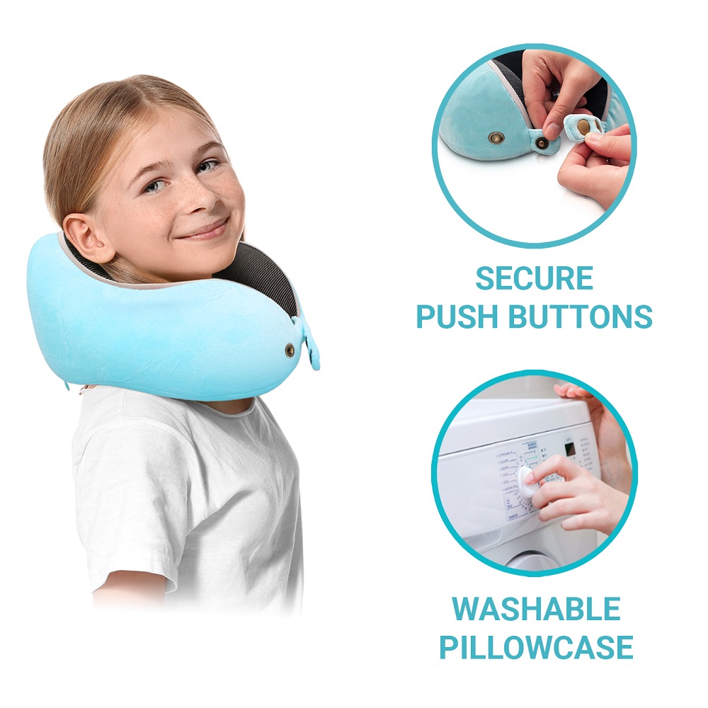 Travel neck pillow for children Flowzoom Comfy Kids Blue
