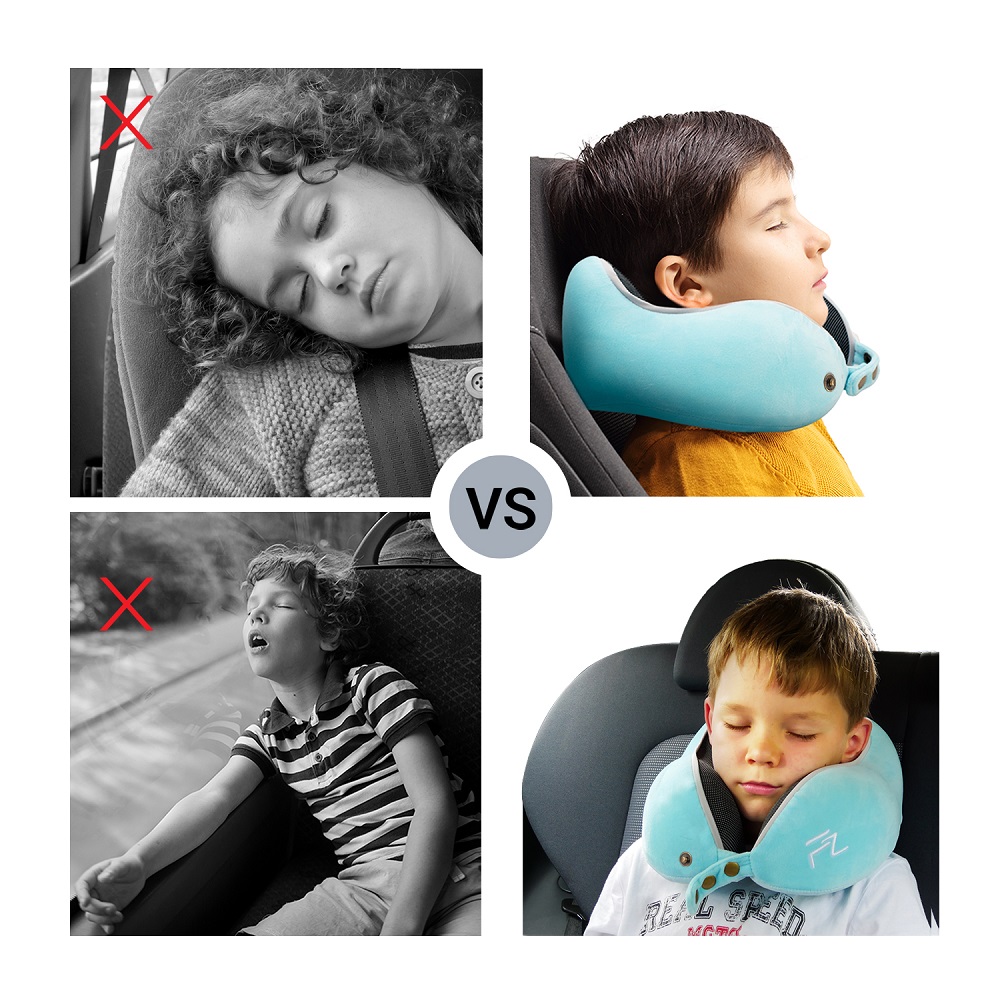 Travel neck pillow for children Flowzoom Comfy Kids Blue