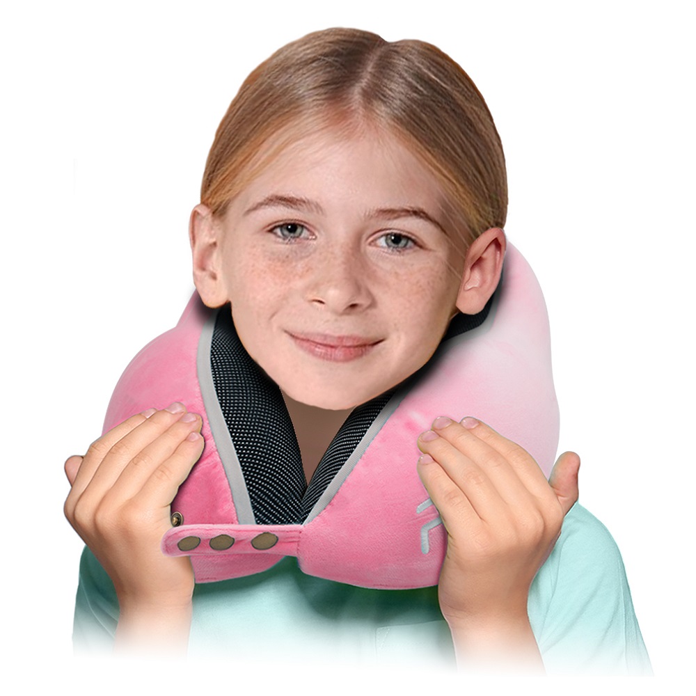 Travel neck pillow for children Flowzoom Comfy Kids Pink