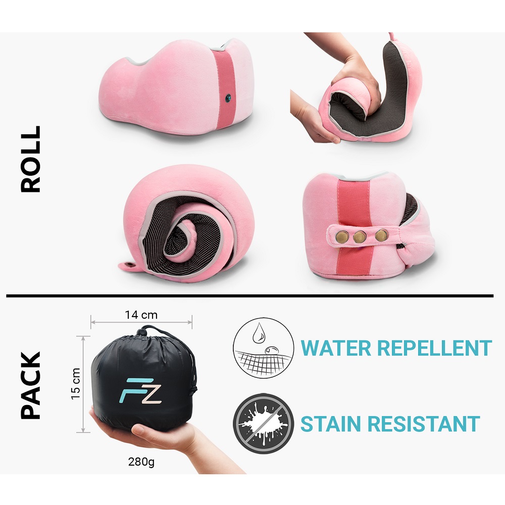 Travel neck pillow for children Flowzoom Comfy Kids Pink