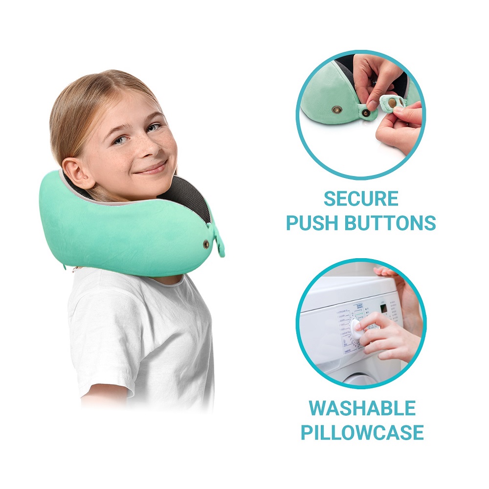 Travel neck pillow for children Flowzoom Comfy Kids Turquoise