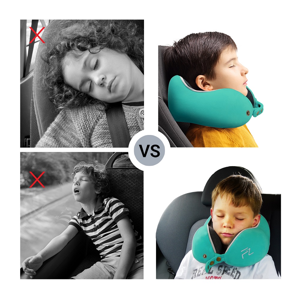 Travel neck pillow for children Flowzoom Comfy Kids Turquoise