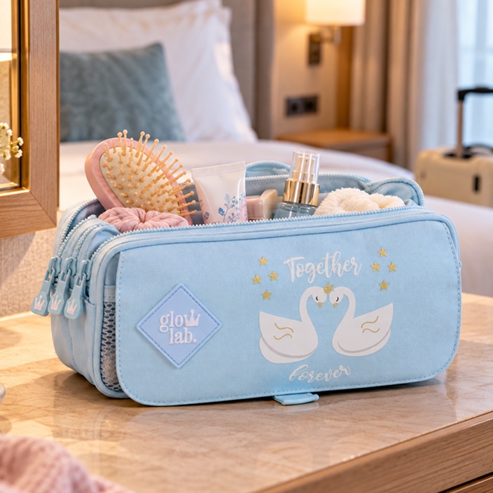 Toiletry bag for children - Glowlab Swans