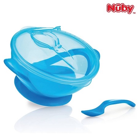 Kids bowl with spoon Nûby Suction Bowl Blue