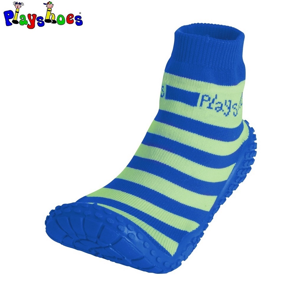 Beach socks for children Playshoes Aquasocks Blue and Green Stripes
