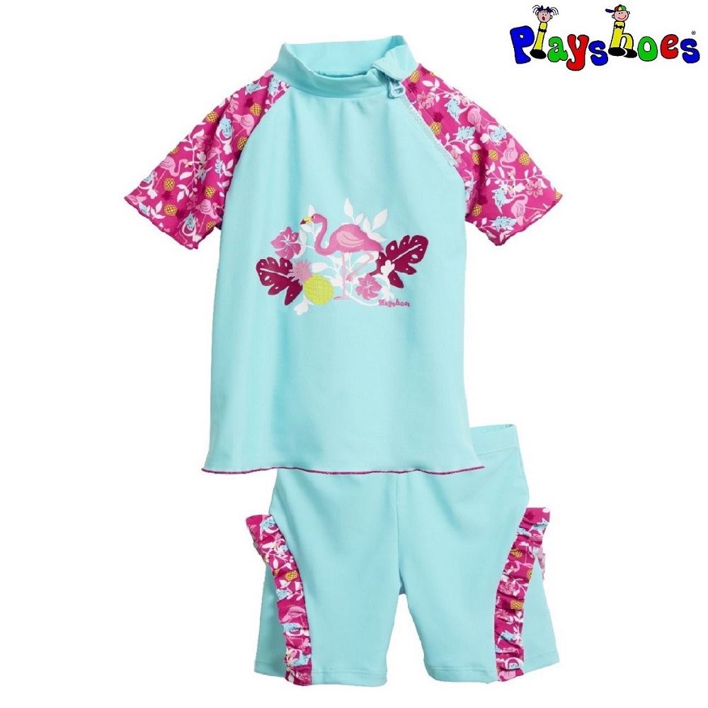 Children's rash guard and UV swim shorts Playshoes Flamingo