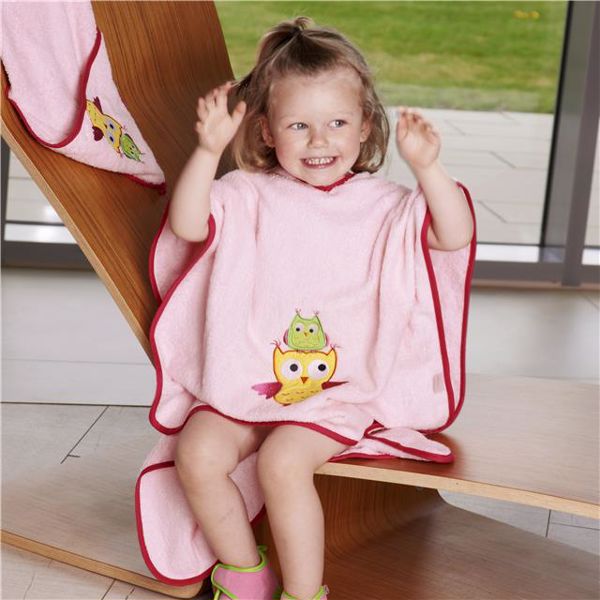 Kids beach poncho Playshoes Pink Owl